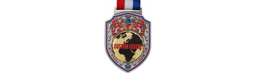 100MM REGAL CUSTOM VINYL DOMED CENTRE MEDAL (3MM THICK) GOLD, SILVER OR BRONZE **BEAUTIFUL DESIGN**